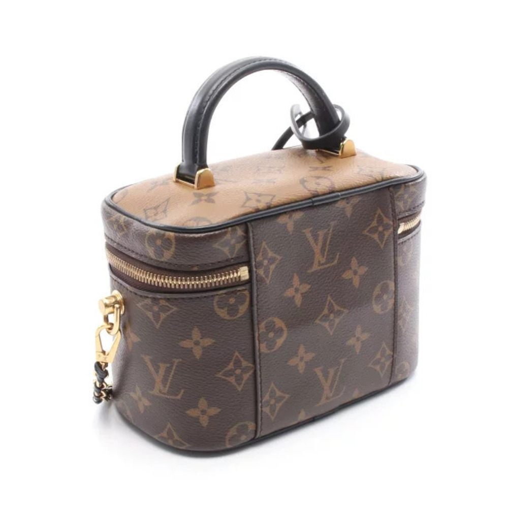 Louis Vuitton Leather Black NV Reverse Brown Canvas Vanity Handbag Monogram